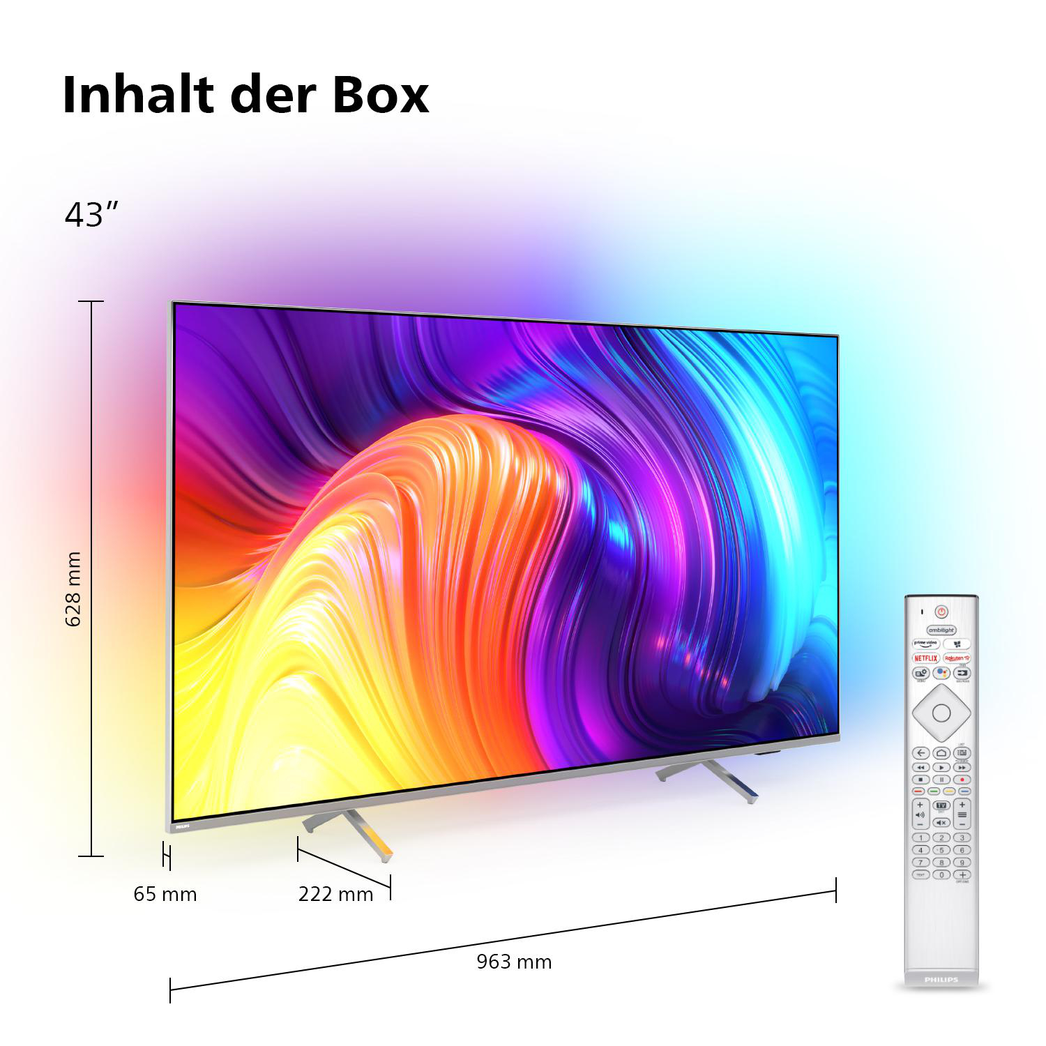 PHILIPS 43PUS8507/12 The One LED TV (Flat, 43 Zoll / 108 cm, UHD 4K, SMART TV, Ambilight, Android TV™ 11 (R))