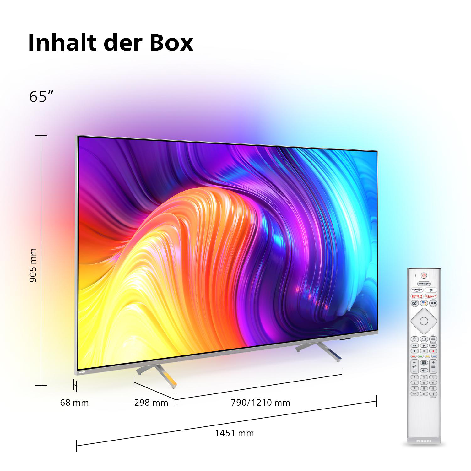 PHILIPS 65PUS8507/12 Ambilight, TV™ (Flat, / One Zoll 164 cm, UHD TV TV, SMART The LED 4K, 11 (R)) Android 65