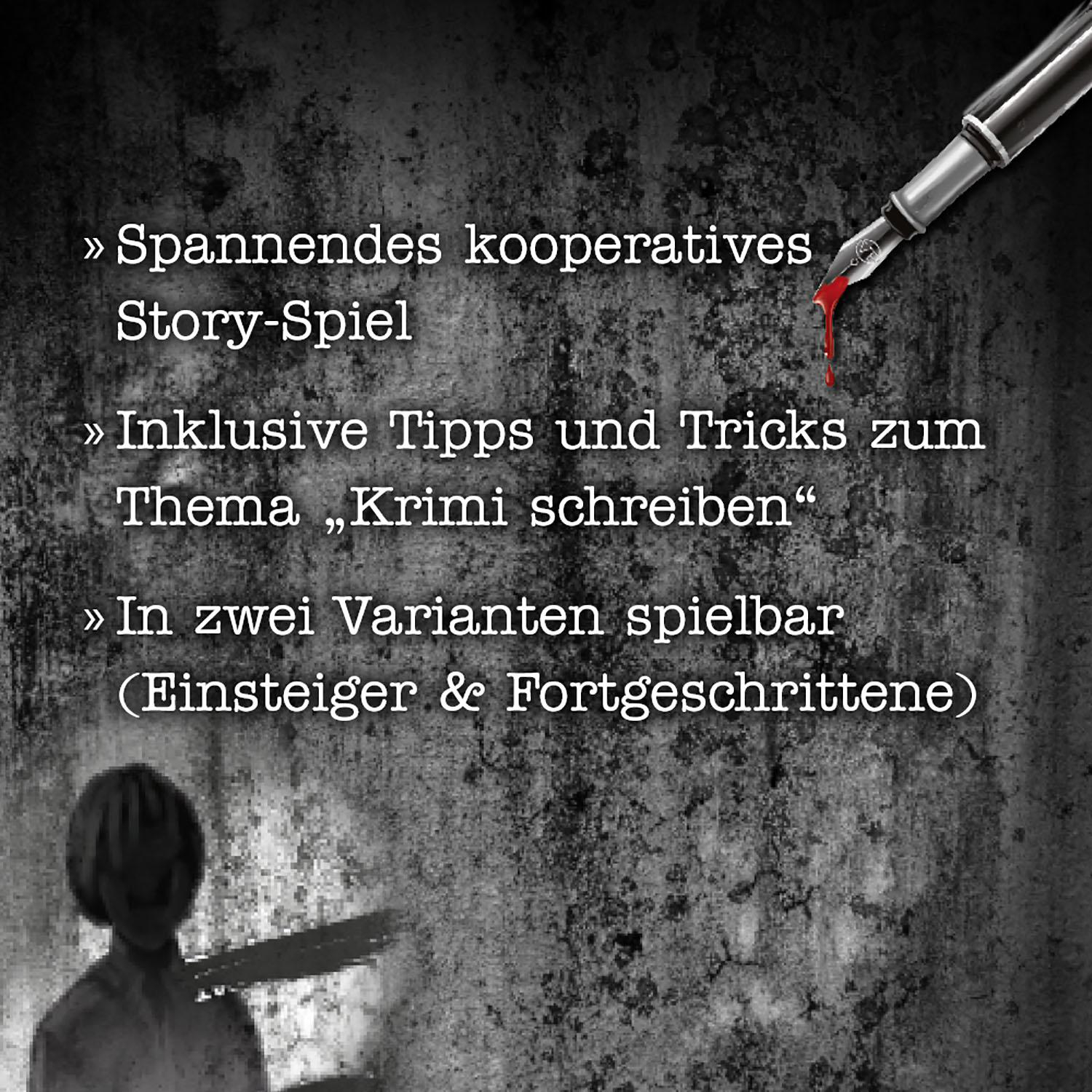 Text auf dunklem Hintergrund mit Stift und Blut. Text über das Schreiben.