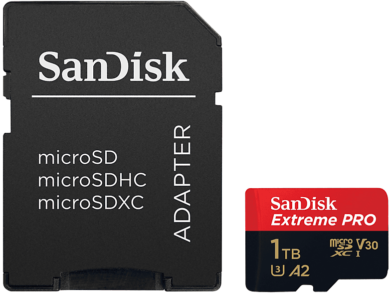 SANDISK 1TB Extreme pro SDXC Karte + RescuePro Deluxe bis zu 200 MB/s UHS-I Class 10 U3 V30; Speicherkarte — Foto 2 von 3