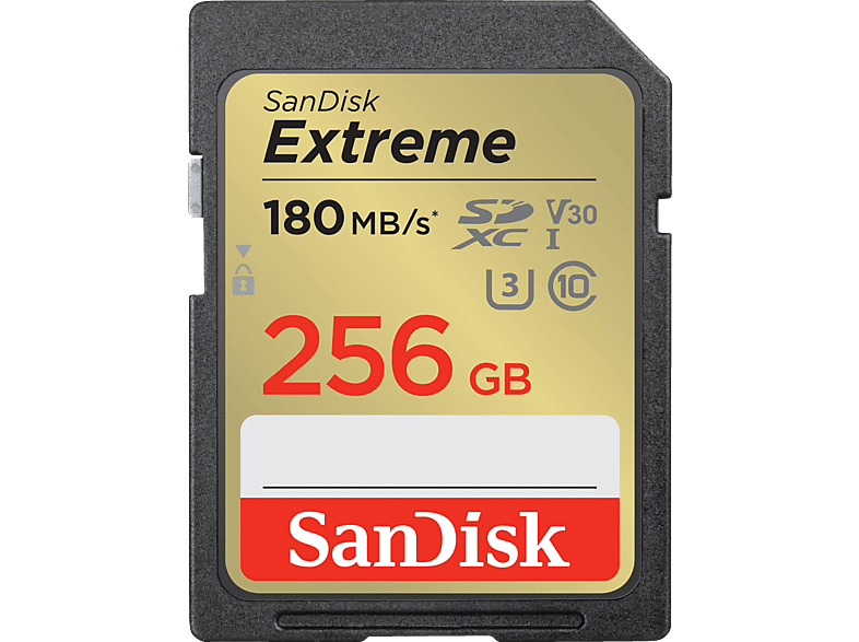 SANDISK 256GB Extreme SDXC Karte + RescuePro Deluxe bis zu 180 MB/s UHS-I Class 10 U3 V30; Speicherkarte