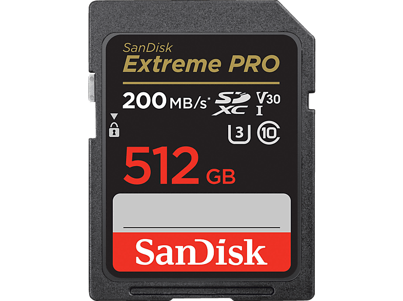 SANDISK Extreme PRO® UHS-I, SDXC Speicherkarte, 512 GB, 200 MB/s