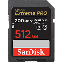 SANDISK Extreme PRO 512GB SDXC, UHS-I U3, R200/W140, Class 10