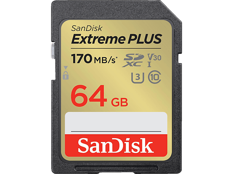 SANDISK Extreme® PLUS UHS-I, SDXC Speicherkarte, 64 GB, 170 MB/s