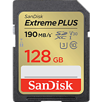 SANDISK Extreme® PLUS UHS-I, SDXC Speicherkarte, 128 GB, 190 MB/s