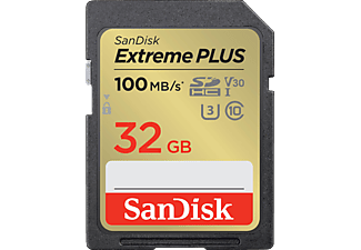 SANDISK Extreme® PLUS UHS-I, SDHC Speicherkarte, 32 GB, 100 MB/s