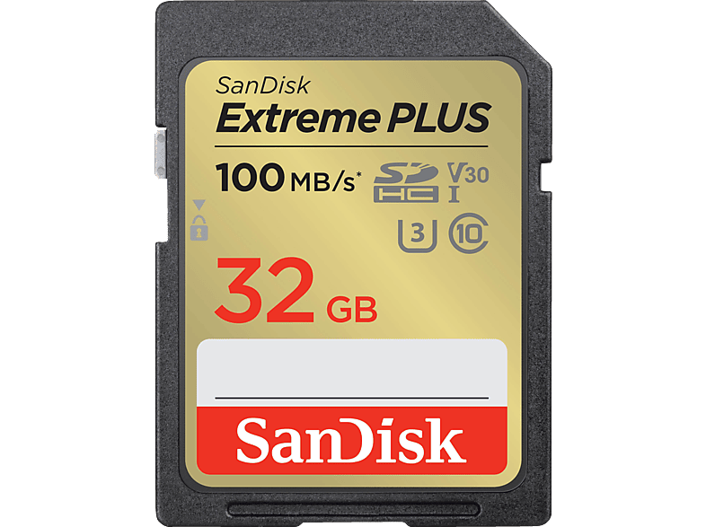 SANDISK Extreme® PLUS UHS-I, SDHC Speicherkarte, 32 GB, 100 MB/s
