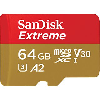 SANDISK Extreme 64GB microSDXC Kit, UHS-I U3, A2, R170/W80, Class 10