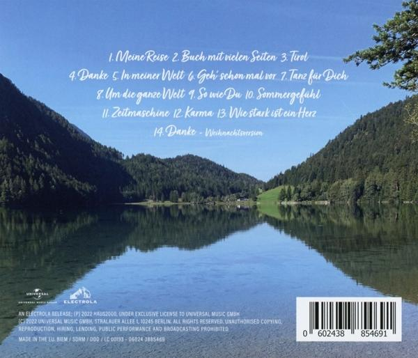 CD-Cover mit Bergseeszene und Titelliste in mehreren Sprachen.