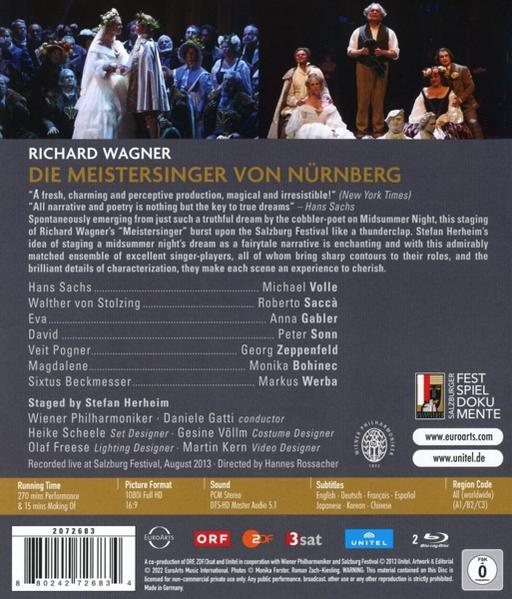 DVD-Cover: Richard Wagners Oper, Die Meistersinger von Nürnberg, Besetzungsliste und Inhaltsangabe.