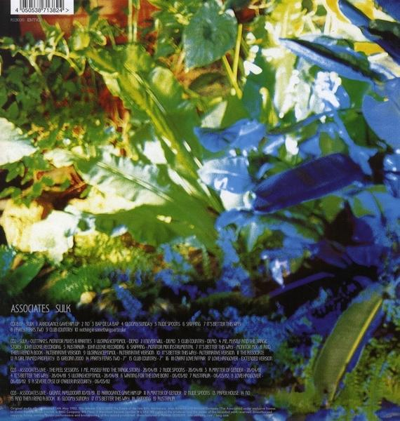 Albumcover mit grünen und blauen Blättern. Der Text lautet "ASSOCIATES SULK".