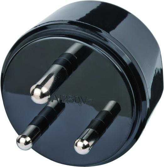 Ein schwarzer dreipoliger Netzstecker.