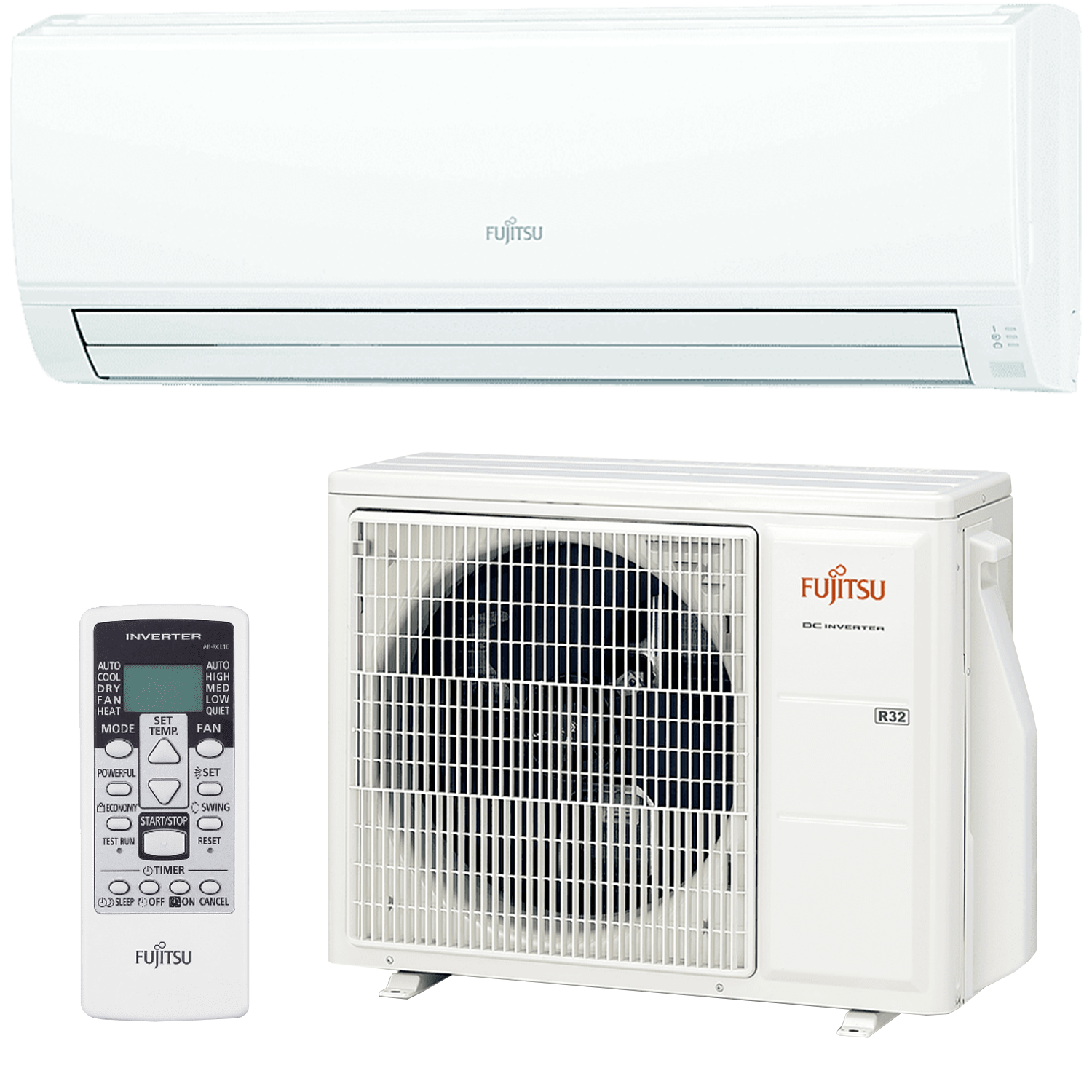 Aire acondicionado - Fujitsu ASY25UIKP, Split 1x1, 2150 frig/h, 2557 kcal/h, Inverter, Bomba de calor, Blanco