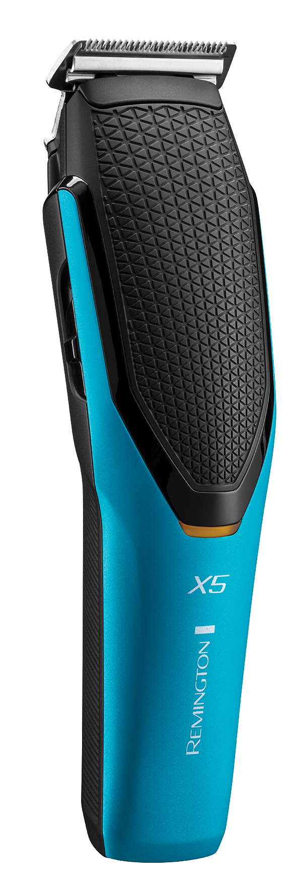 Blau-schwarzer Remington X5 Trimmer. Der Kopf hat einen strukturierten Griff.