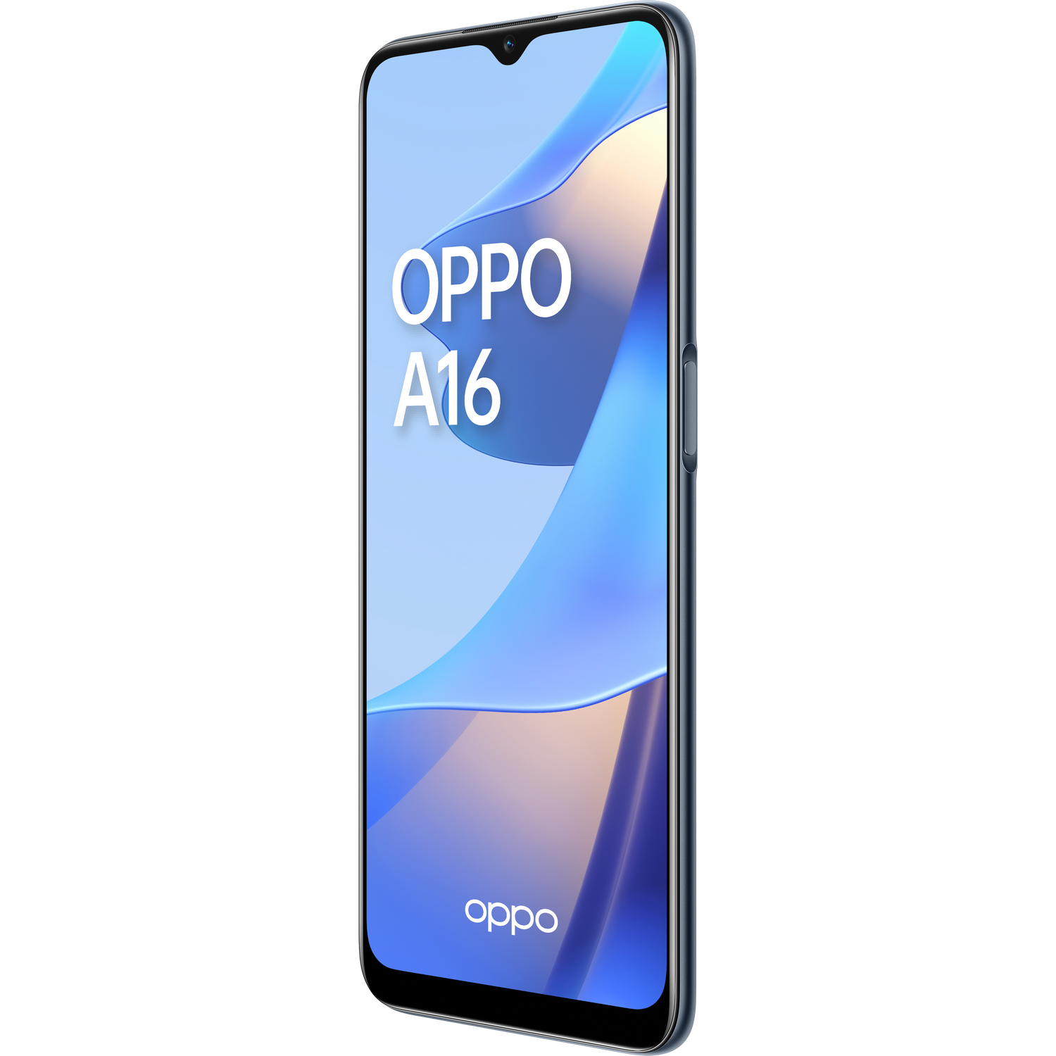 Se muestra un teléfono inteligente, el OPPO A16, en una toma de estudio.
