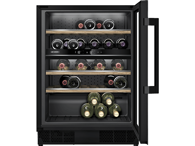 Siemens KU21WAHG0, 3 glass panels, UV-filter, 44 botellas, 120 l, Negro