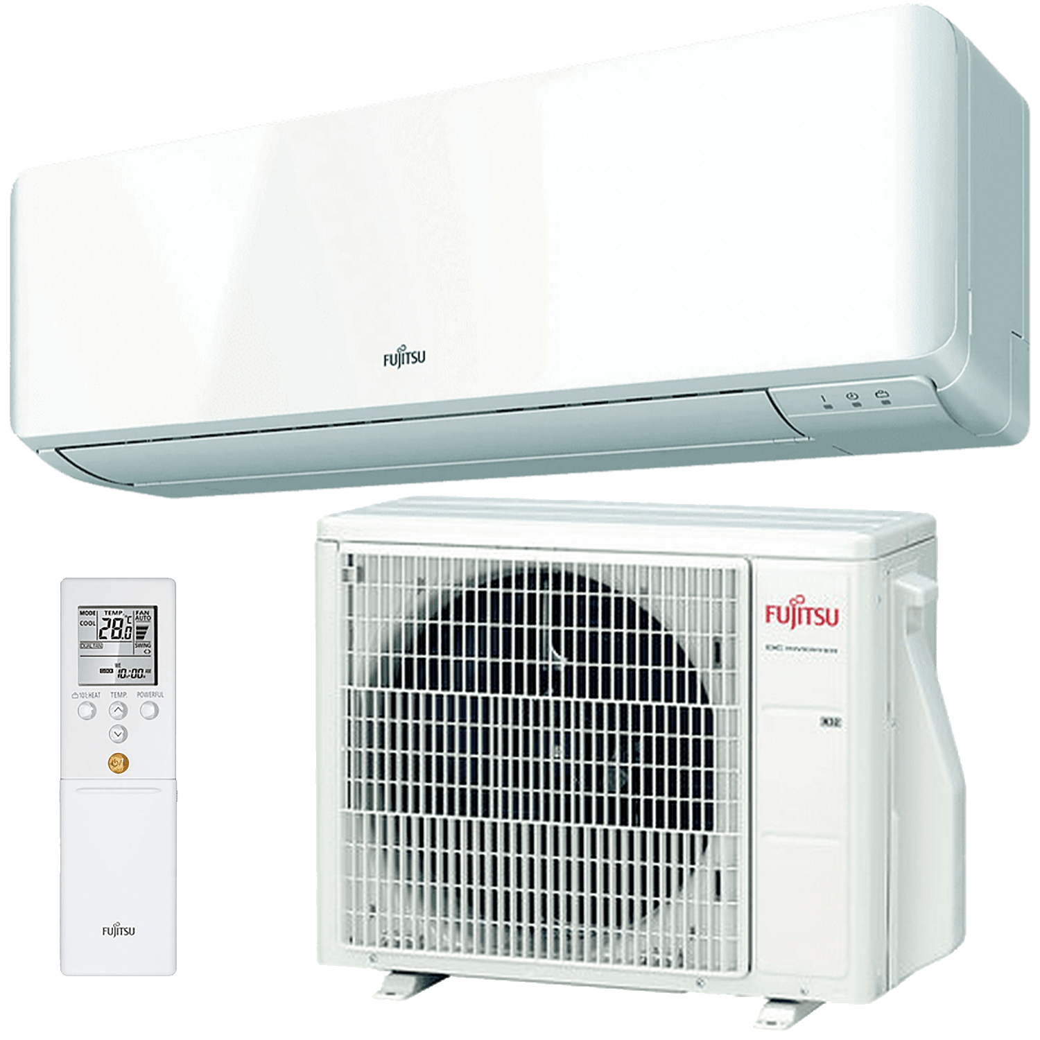 Aire acondicionado - Fujitsu ASY35-KMCC, Split 1x1, 2924 fg/h, 3440 kcal/h,Inverter,Bomba de calor,Blanco