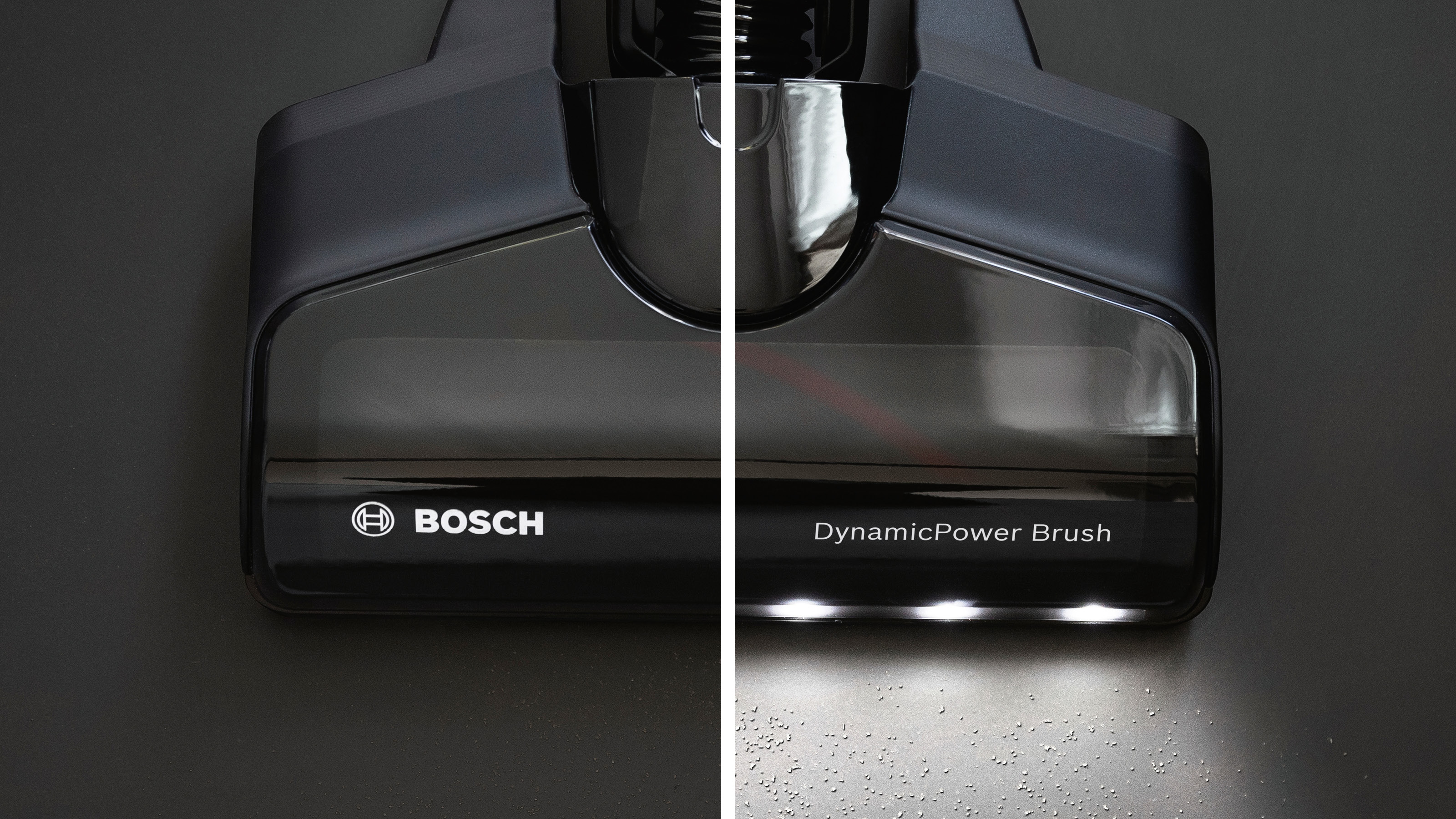 Vakuumkopf mit Bosch-Logo und Text 'DynamicPower Brush' auf dunklem Hintergrund.