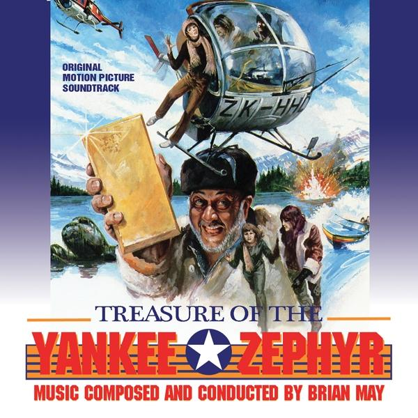Album borító egy férfival, helikopterrel, arannyal és szöveggel: Treasure of the Yankee Zephyr.