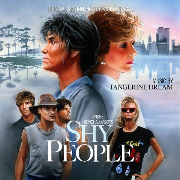 Filmplakát két emberrel, városképpel és a 'Shy People' és 'Tangerine Dream' szavakkal.