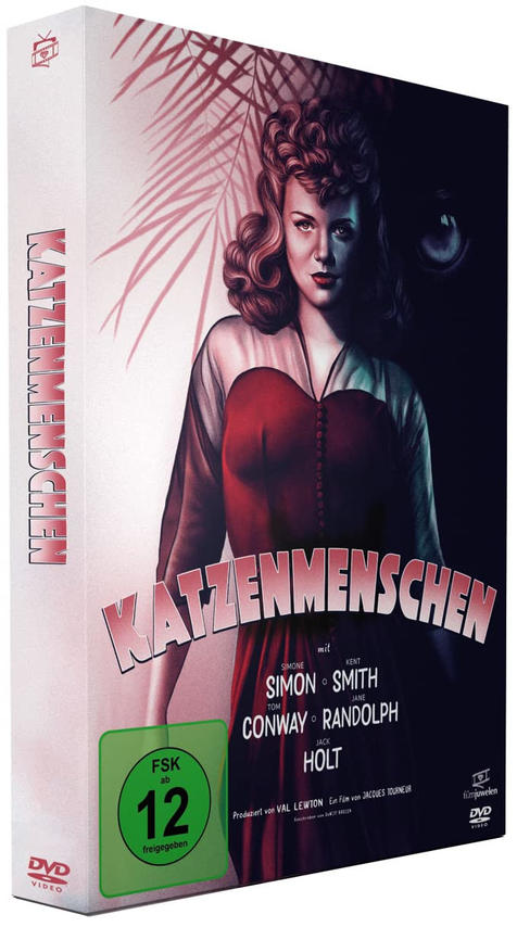 Eine DVD-Hülle mit einem Vintage-Filmposter. Eine Frau in einem roten Kleid ist zu sehen.