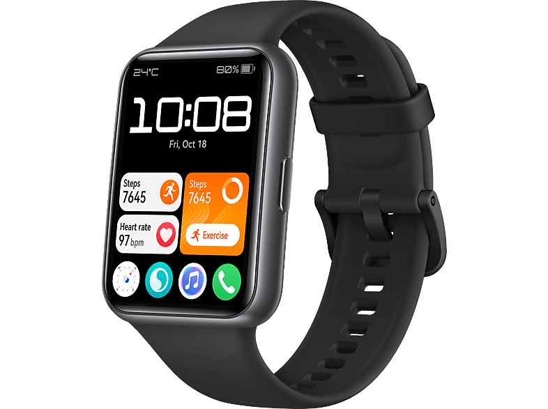 Smartwatch  Huawei Watch Fit 2, Batería hasta 10 días, 130 - 210 mm,  Polímero, Negro