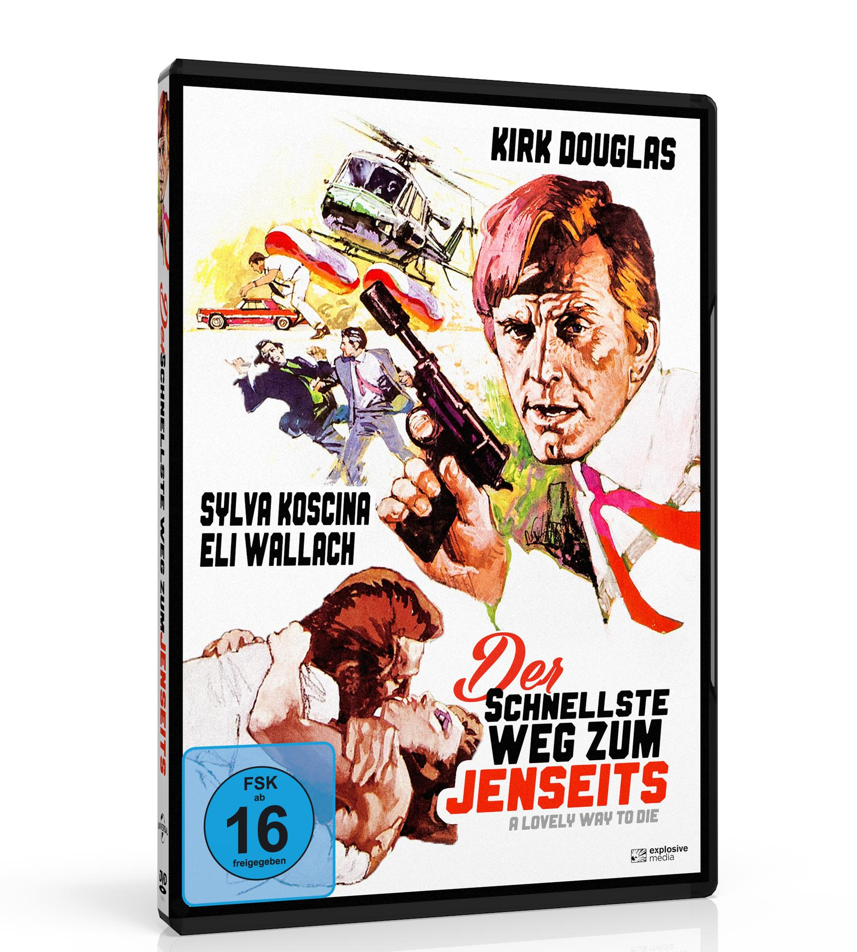 Film-DVD-Cover mit Kirk Douglas, einem Hubschrauber und Actionszenen.