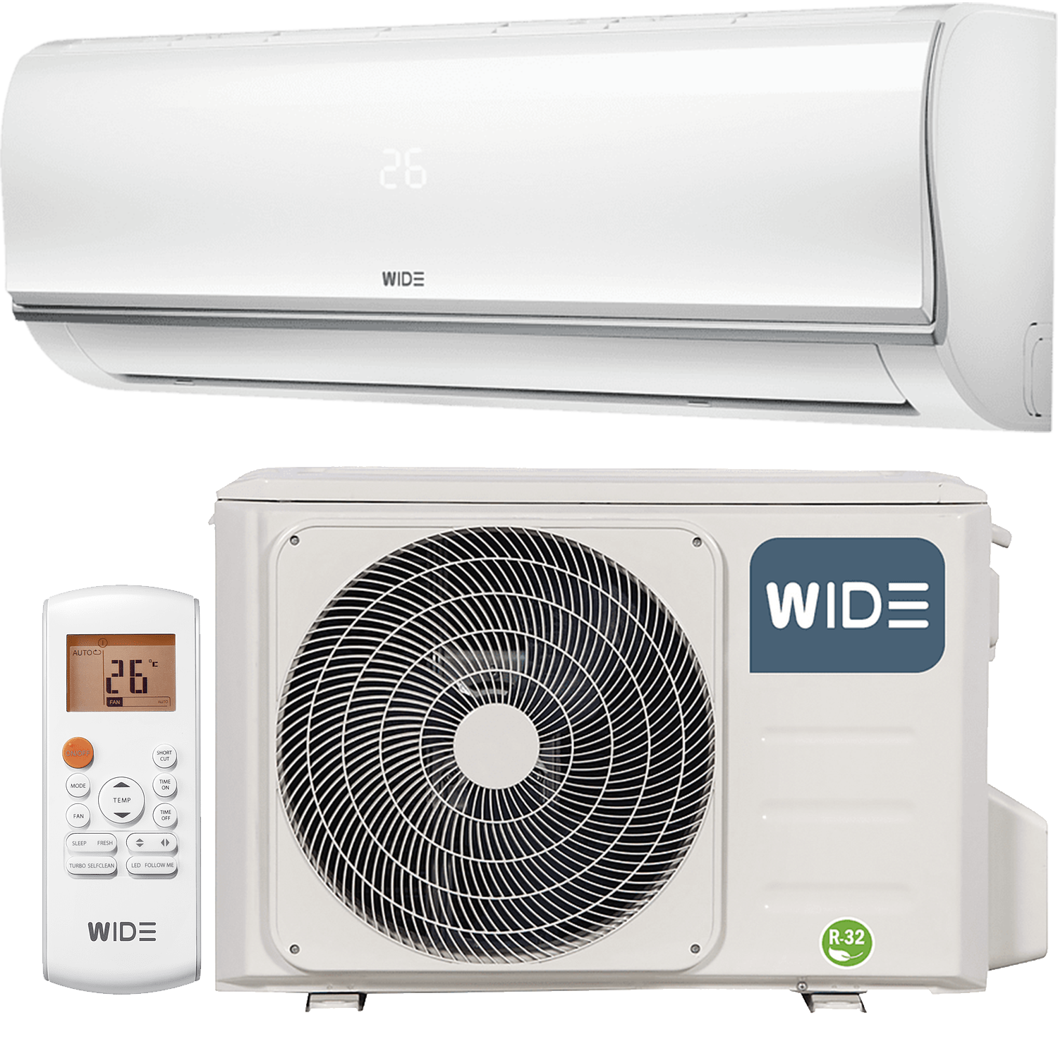 REACONDICIONADO Aire acondicionado - Wide WDS09IUL3ECO-R32, Split 1x1, 2250 fg/h, Inverter, Bomba calor, Blanco