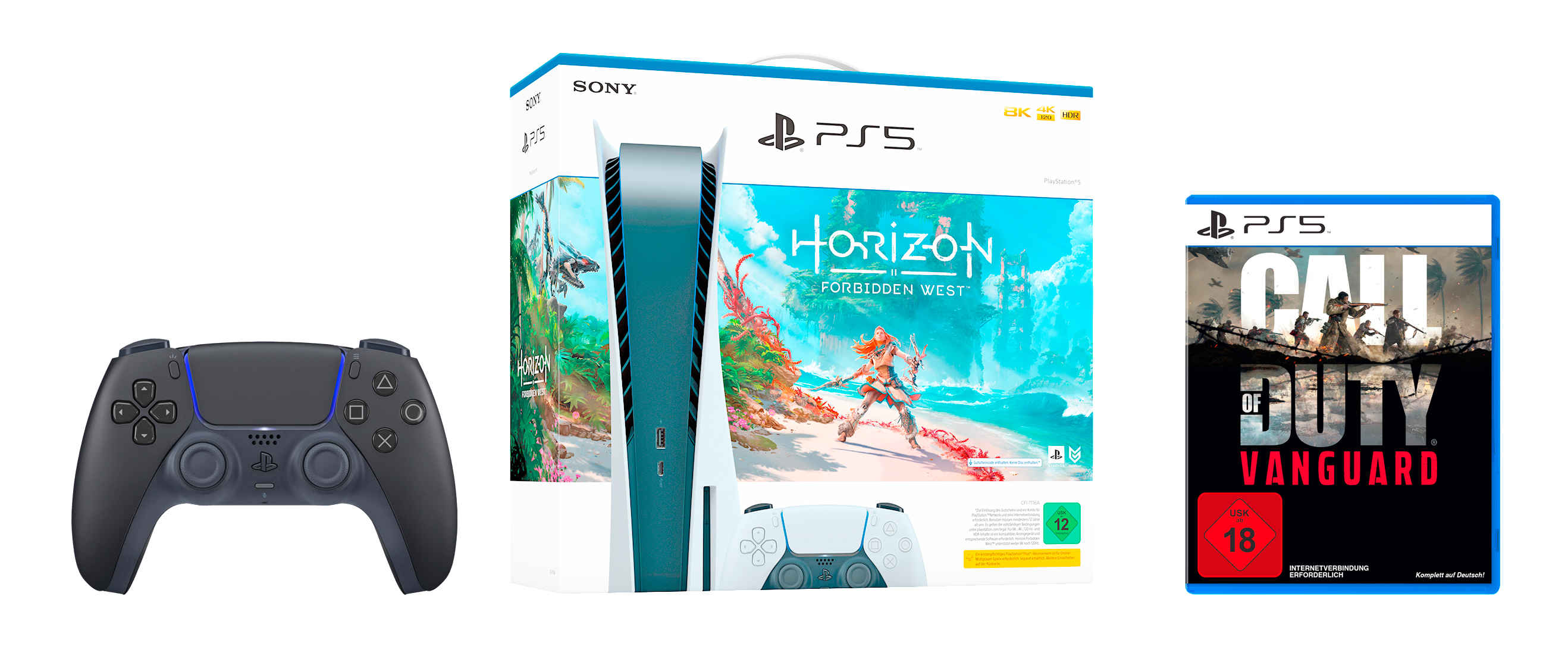 SONY PlayStation®5 + Horizon Forbidden West (Download Code) + Call of Duty: Vanguard + DualSense™ Wireless-Controller Midnight Black