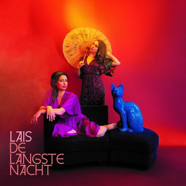 Albumhoes met twee vrouwen en een blauwe kat. Titel: 'Lais de Langste Nacht'.
