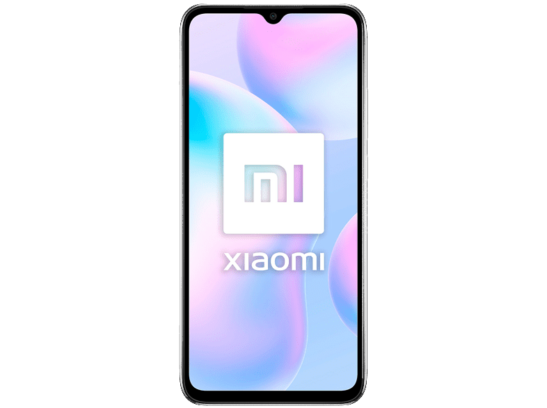 Un teléfono Xiaomi con un logotipo blanco sobre un fondo rosa y blanco.