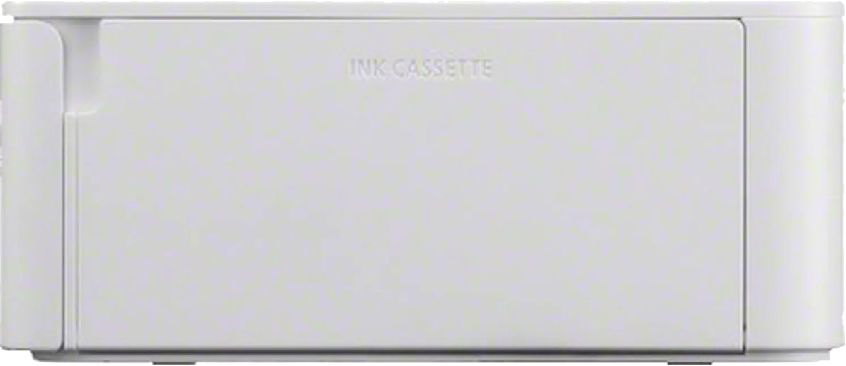 Fehér tintapatron nyomtatóhoz, a 'INK CASSETTE' felirattal. Téglalap alakú.