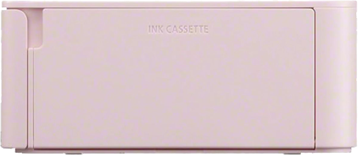 Eine rosa Tintenkassette. Auf der Vorderseite steht 'INK CASSETTE'.
