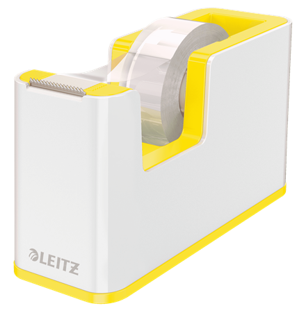 LEITZ WOW ragasztószalag-adagoló, ragasztószalaggal, fehér-sárga (53641016)