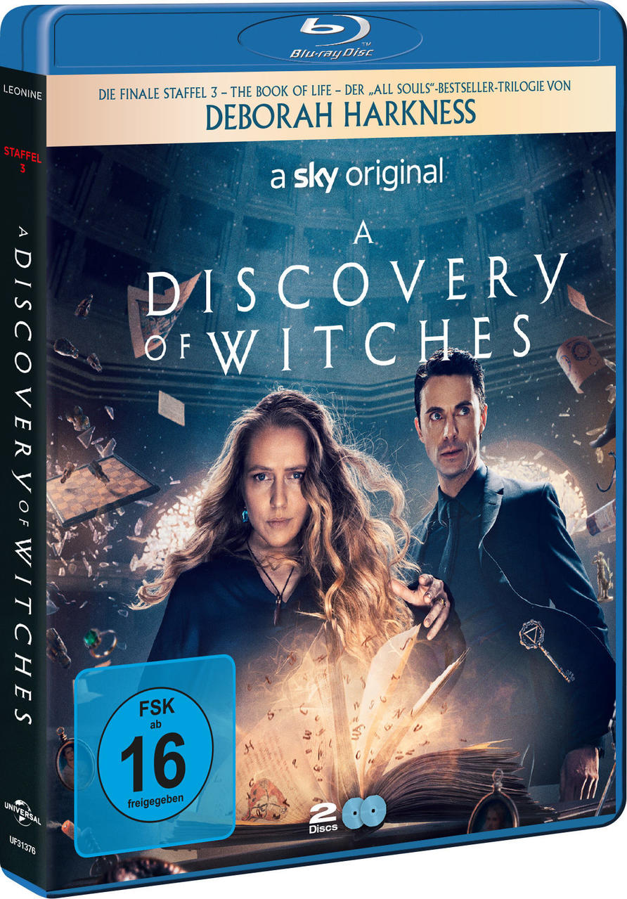 Die DVD-Box zeigt eine Frau und einen Mann. Text: A Discovery of Witches.