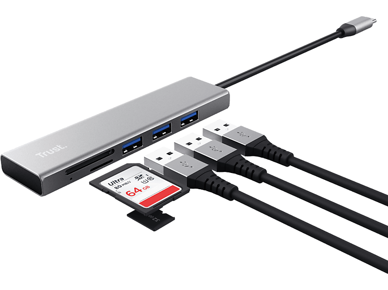 TRUST 24191 Fast USB-C Hub USB Çoğaltıcı Gri_4