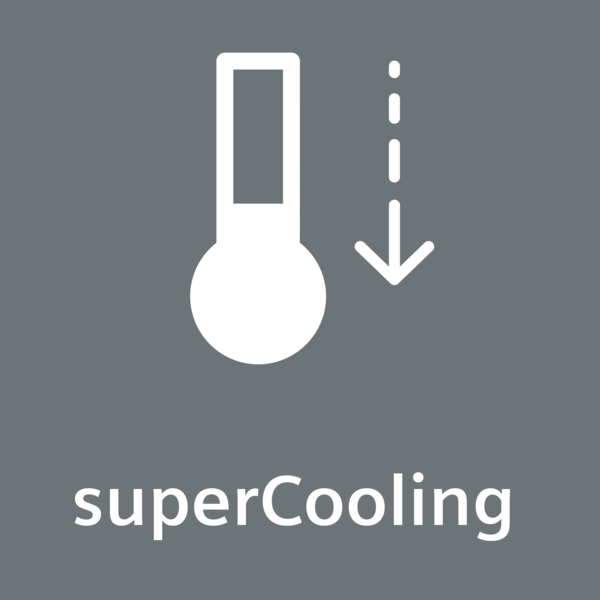 Symbol mit einem weißen Thermometer und einem Abwärtspfeil auf grauem Hintergrund.