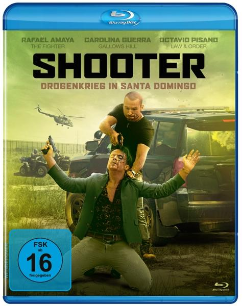 Blu-ray-Filmcover: Zwei Männer kämpfen, einer hält eine Waffe. Dunkler Hintergrund mit Hubschrauber.