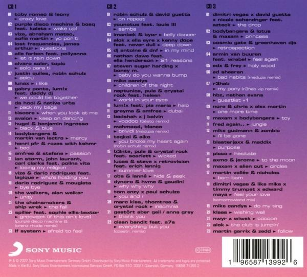 CD-Albumcover, verschiedene Songtitel und Interpreten in Rasteranordnung, Sony Music-Logo.