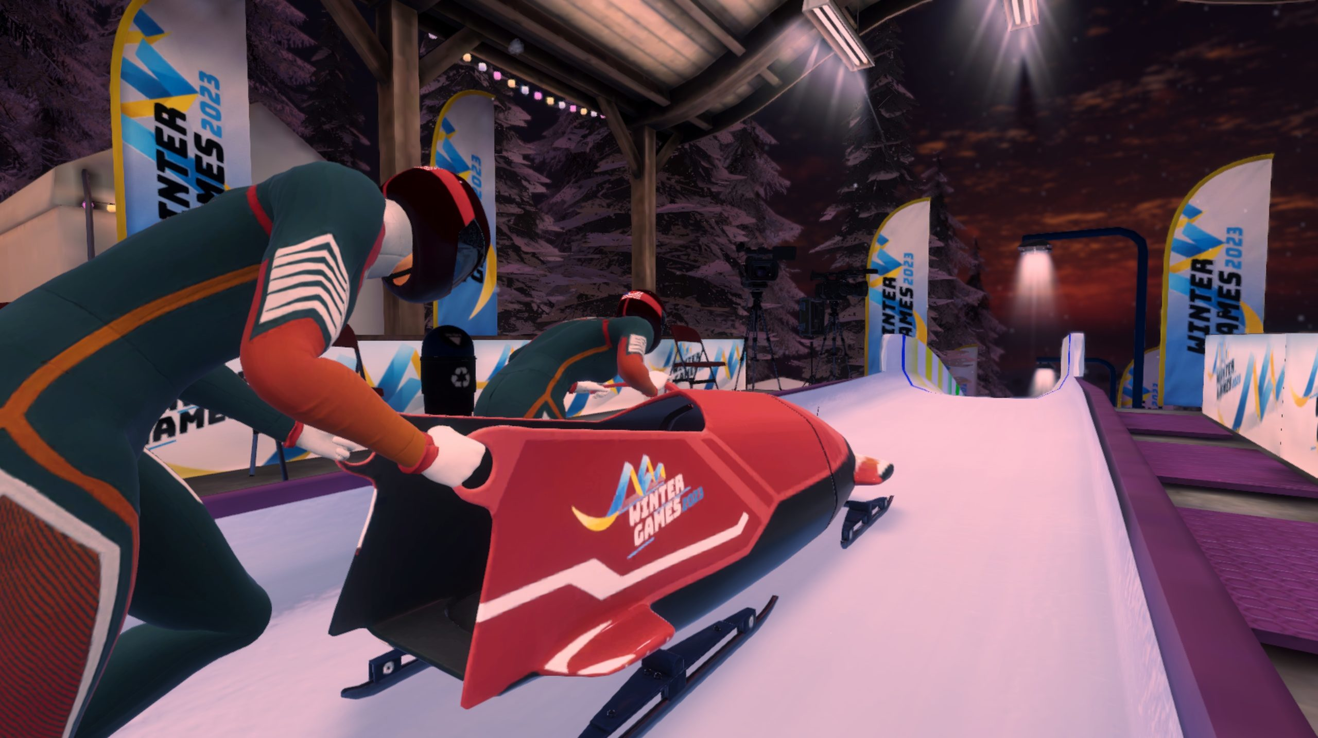 Scena di bob dei giochi invernali.