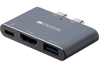 CANYON DS-1 Thunderbolt 3 dokkoló állomás, USB 3.0, HDMI, szürke (CNS-TDS01DG)