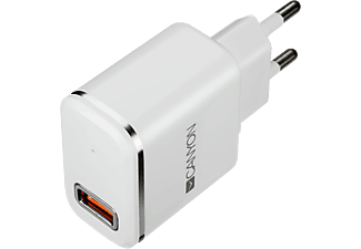 CANYON H-043 hálózati adapter, 1x USB port, Lightning, 5V, 2,1A, fehér-ezüst (CNE-CHA043WS)