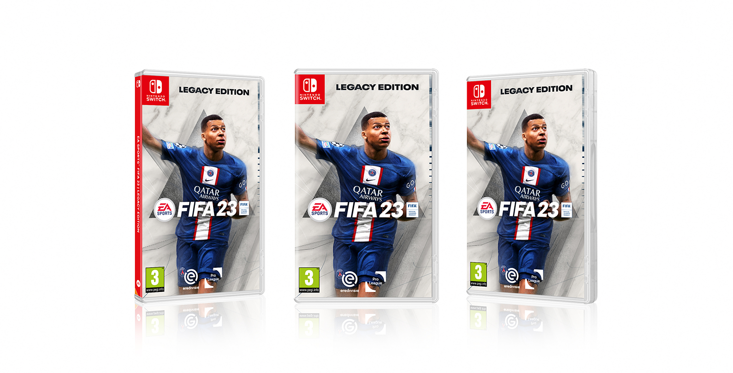 FIFA 23 Legacy Edition Nintendo Switch game case with Kylian Mbappé.