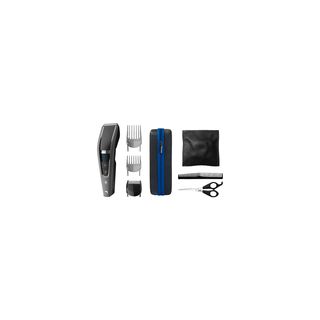 Cortapelos - Philips S5000 HC7650/15, 28 longitudes, 90 min autonomía, 3 cabezales, 2 para pelo y 1 para barba, kit barbero, sensor Poweradapt, Gris