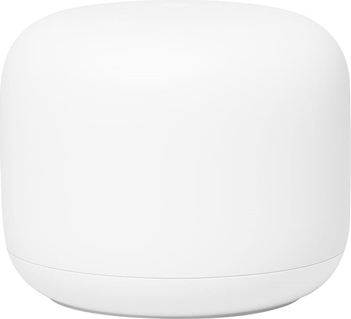 Hub domotique blanc. L'appareil est de forme carrée arrondie, isolé sur une surface blanche.