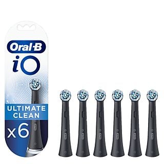 Recambio para cepillo dental - Oral-B iO Ultimate Clean, Pack De 6 Unidades, Negro