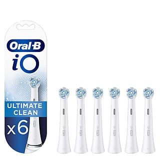 Recambio para cepillo dental - Oral-B iO Ultimate Clean, Pack De 6 Unidades, Blanco