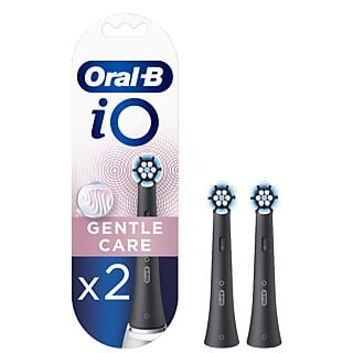 Recambio para cepillo dental - Oral-B iO Gentle Care, Pack De 2 Unidades, Negro