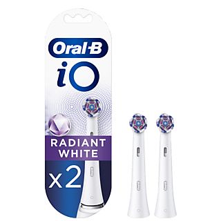 Recambio para cepillo dental - Oral-B iO Radiant White, Pack De 2 Unidades, Blanco