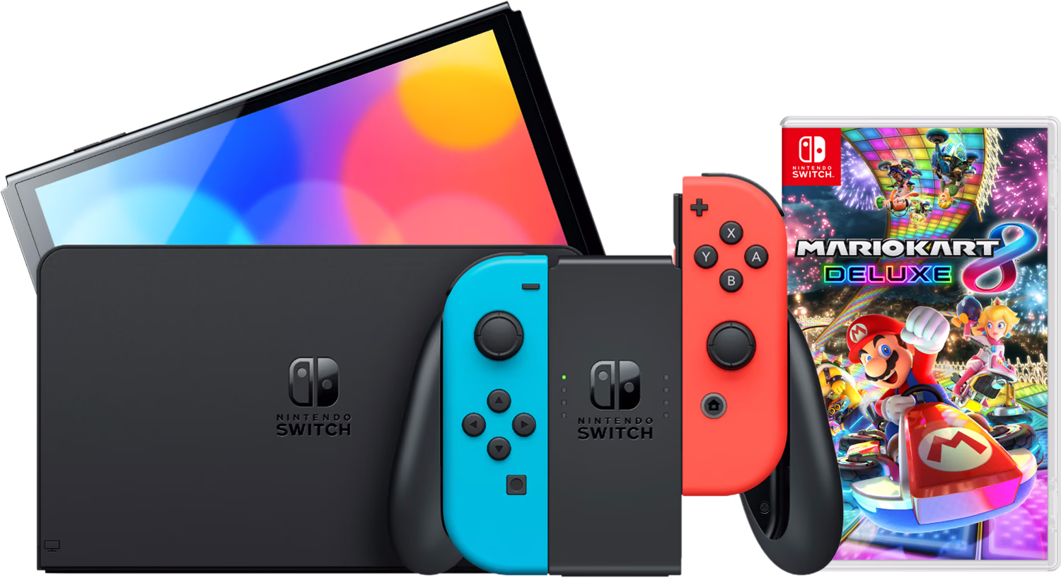 NINTENDO SWITCH OLED RB + MARIO KART + GAMING BUNDEL